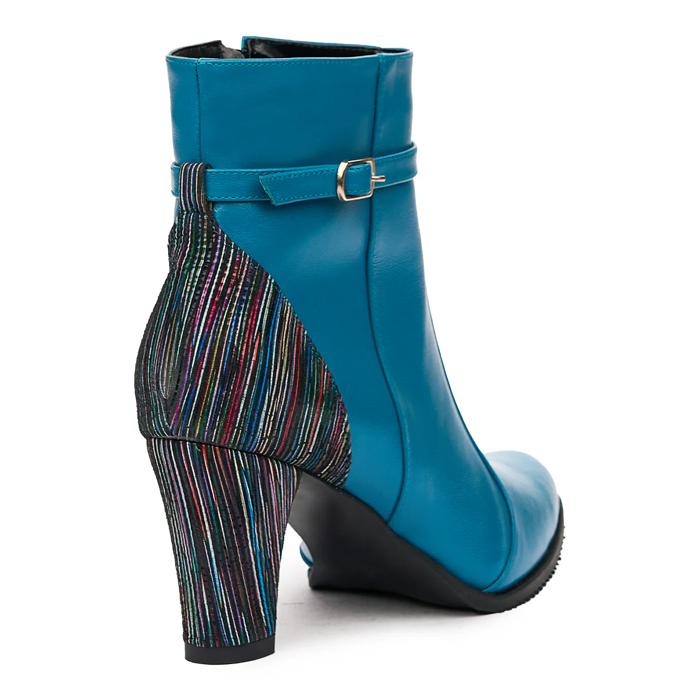 Botine elegante albastre din piele naturala 6615 - Image 2