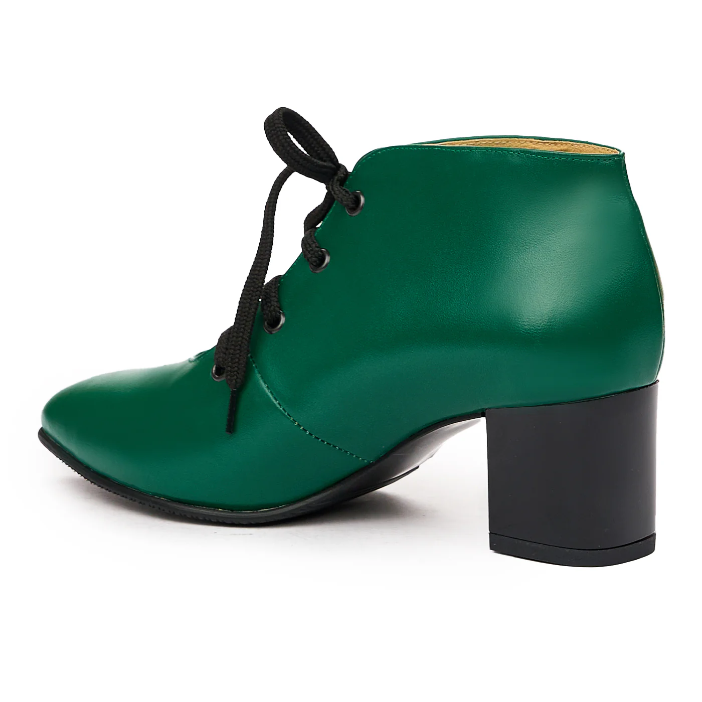 Botine Elegante cu Toc Gros 6 Cm din Piele Naturala Verde 6621 - Image 3