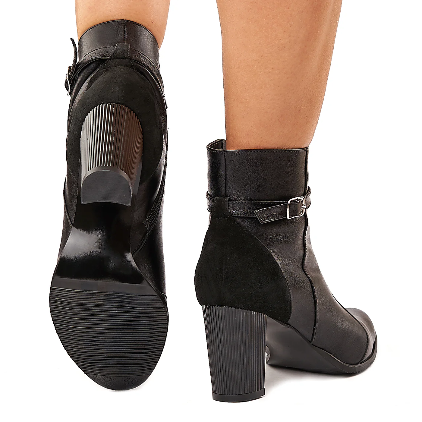 Botine negre din piele naturala 6012 - Image 4
