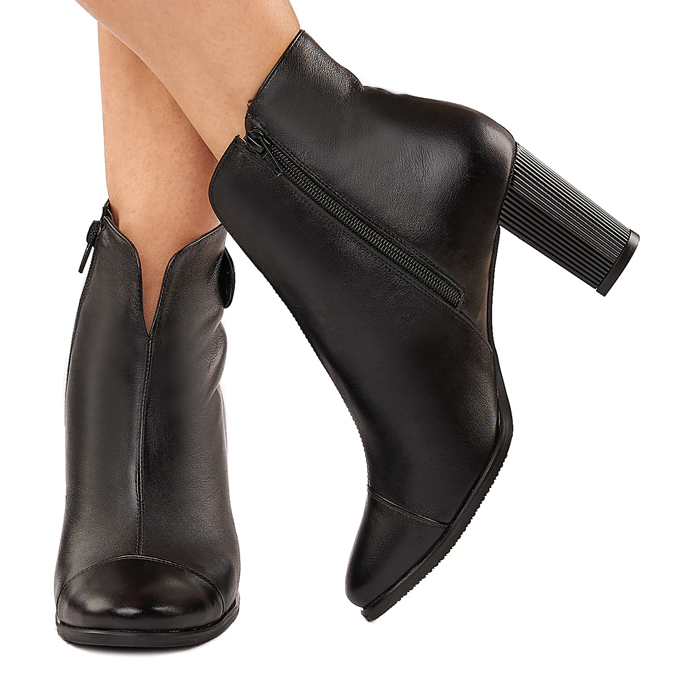 Botine negre din piele naturala 6025 - Image 3