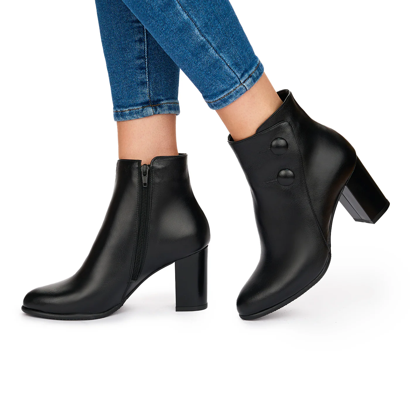 Botine Negre Piele Dama Toc 8 Cm 10594 - Image 3