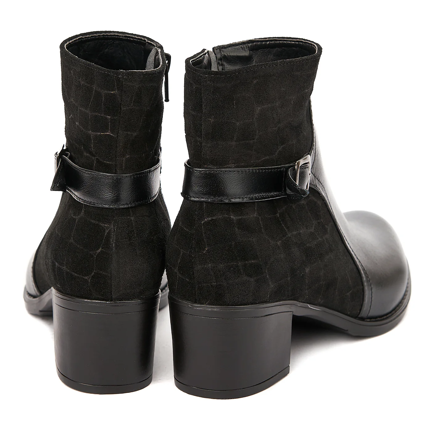 Botine Piele cu Toc Gros 5 Cm Negre 6246 - Image 2