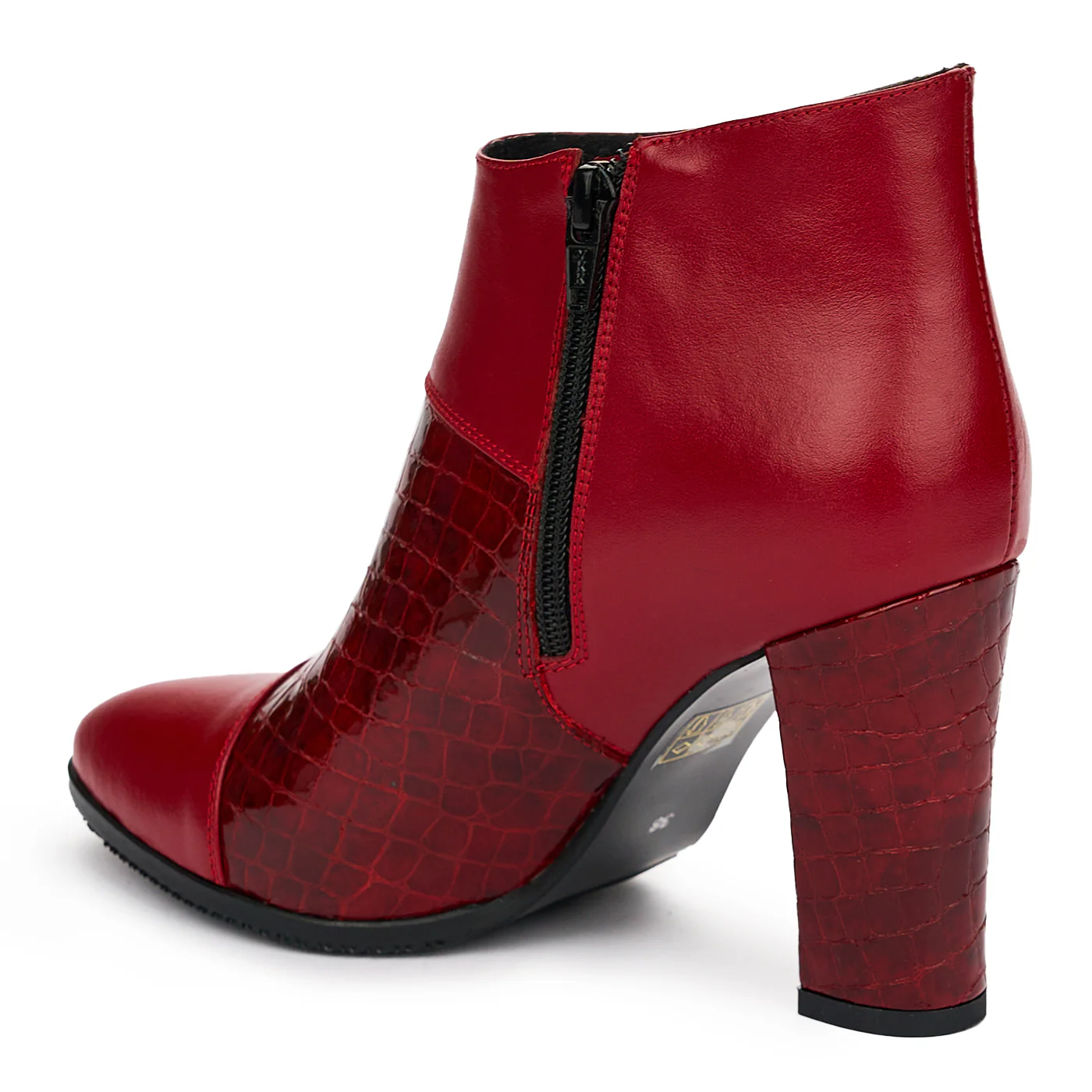 Botine Rosii cu Toc 9.5 Cm Dama din Piele Naturala 12567 - Image 2