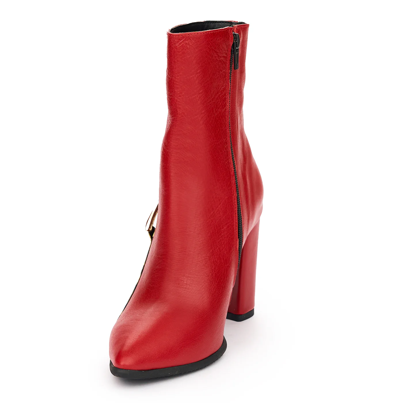 Botine Rosii Dama Toc 9.5 Cm din Piele Naturala 12294 - Image 3