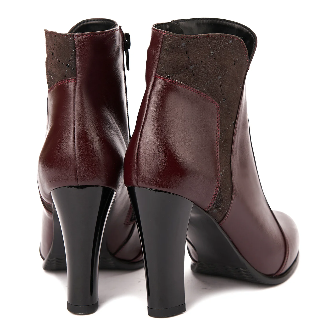 Botine Toc Inalt 8 Cm Elegante din Piele Naturala Visinie 6195 - Image 2