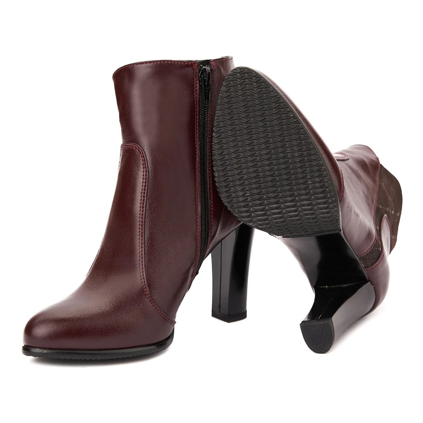 Botine Toc Inalt 8 Cm Elegante din Piele Naturala Visinie 6195 - Image 3