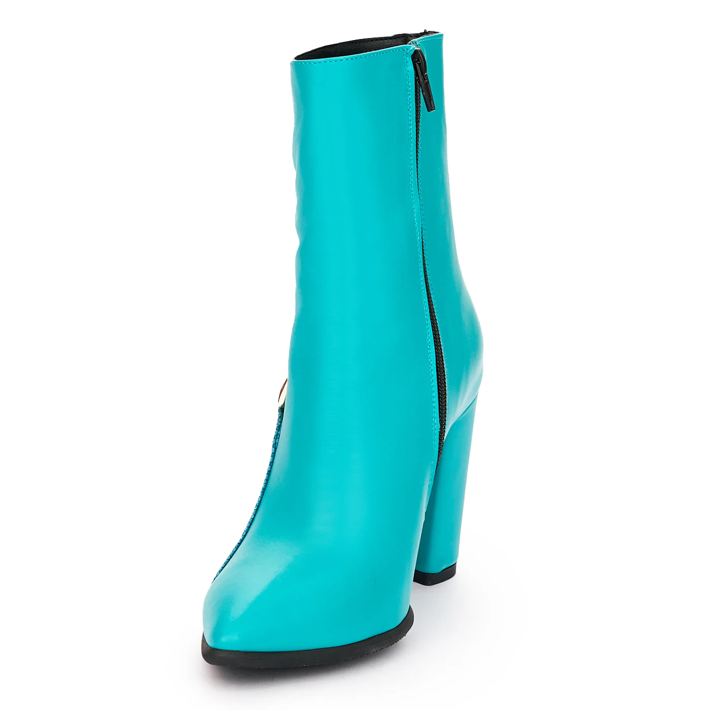 Botine Turcoaz Dama Toc 9.5 Cm din Piele Naturala 12293 - Image 3