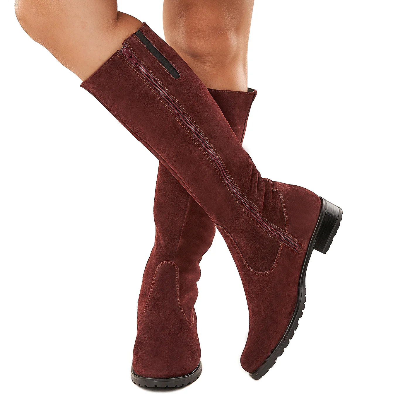 Cizme cu Toc Dama Piele Naturala Bordo 3370 - Image 3