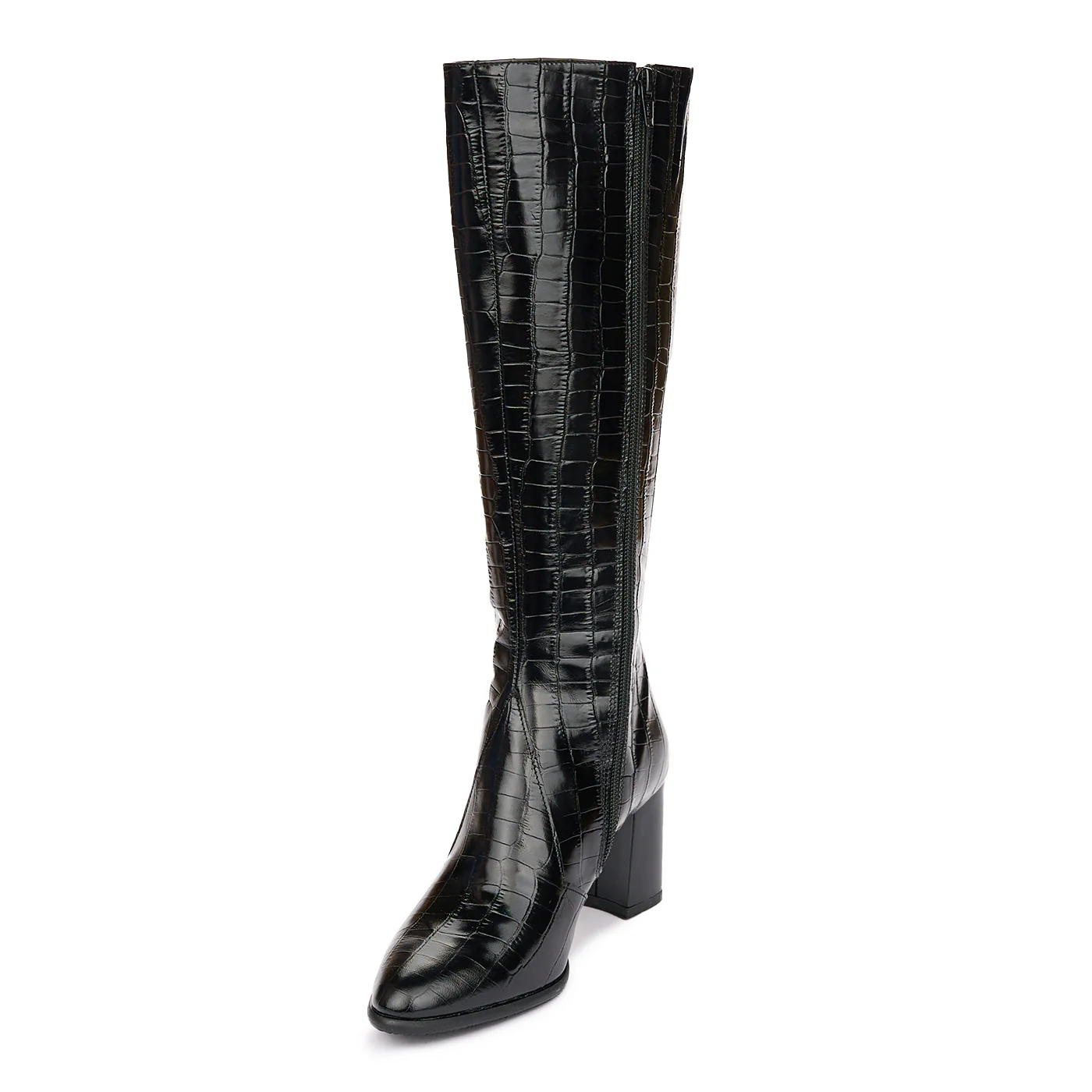 Cizme cu Toc Lungi din Piele Naturala Toc 7 Cm Culoare Negru 10923 - Image 3