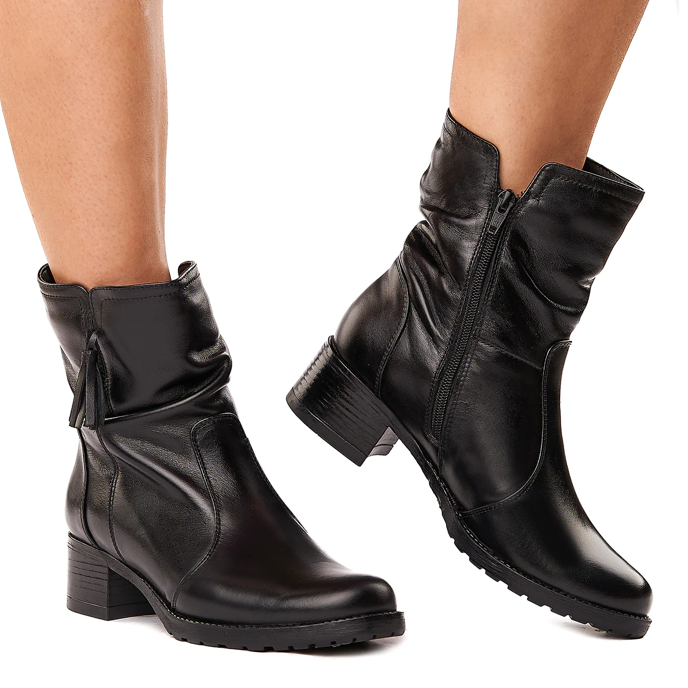 Cizme cu Toc Piele Naturala Culoare Negru 3507 - Image 2