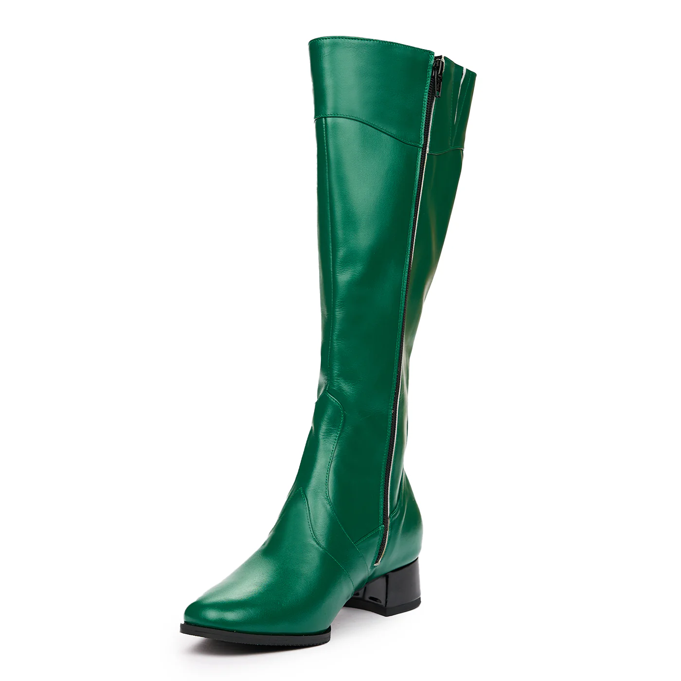 Cizme Dama cu Toc Mediu 4 Cm din Piele Naturala Verzi 6806 - Image 4