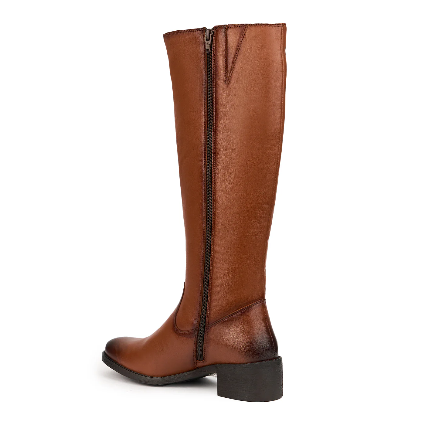 Cizme dama din piele naturala maro cu toc 5 cm 14548 - Image 2