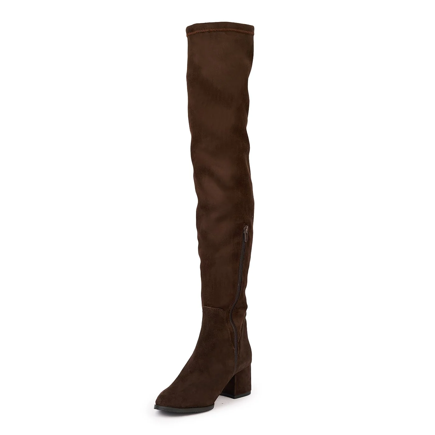 Cizme dama din piele naturala maro cu toc gros 6 cm 17135 - Image 3