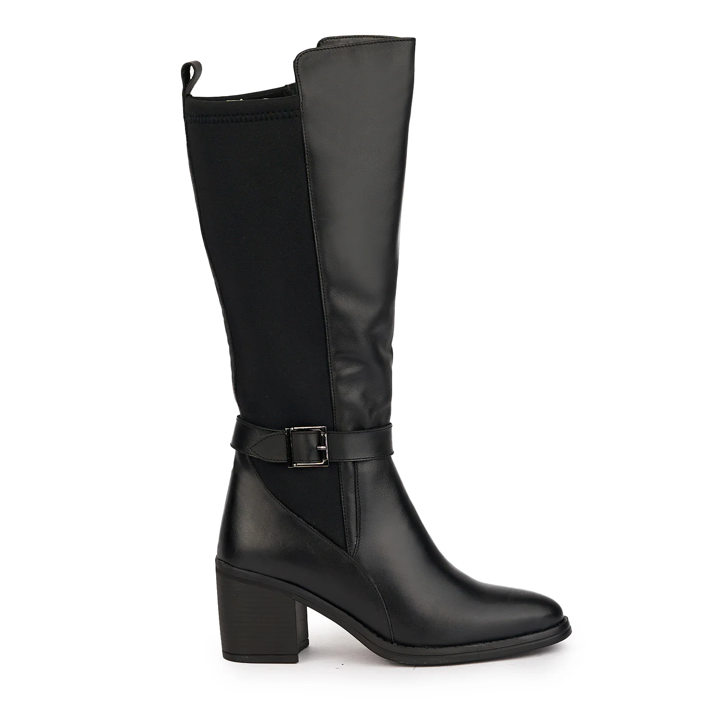 Cizme dama din piele naturala neagra cu banda elastica 17152