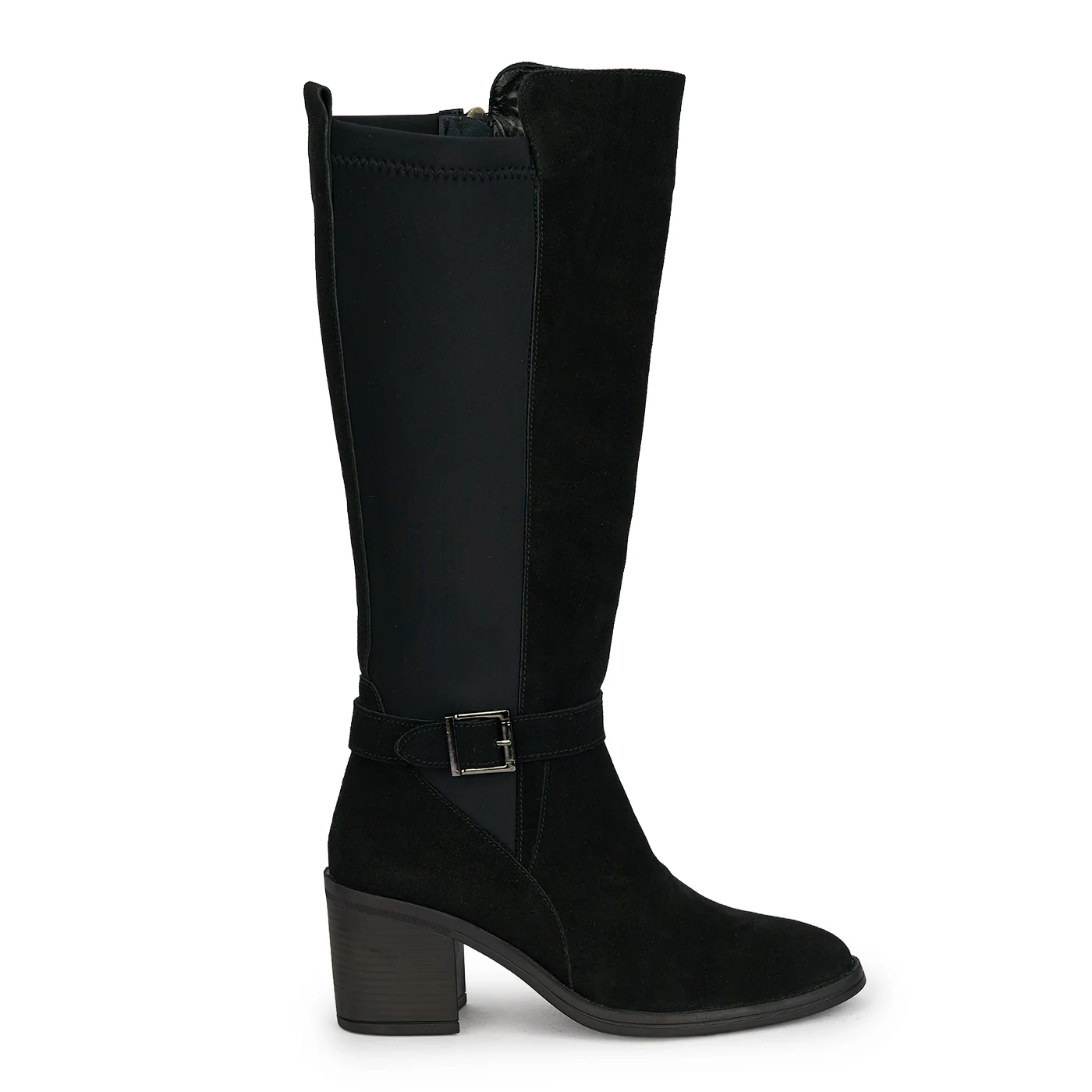 Cizme dama din piele naturala neagra cu banda elastica 19026