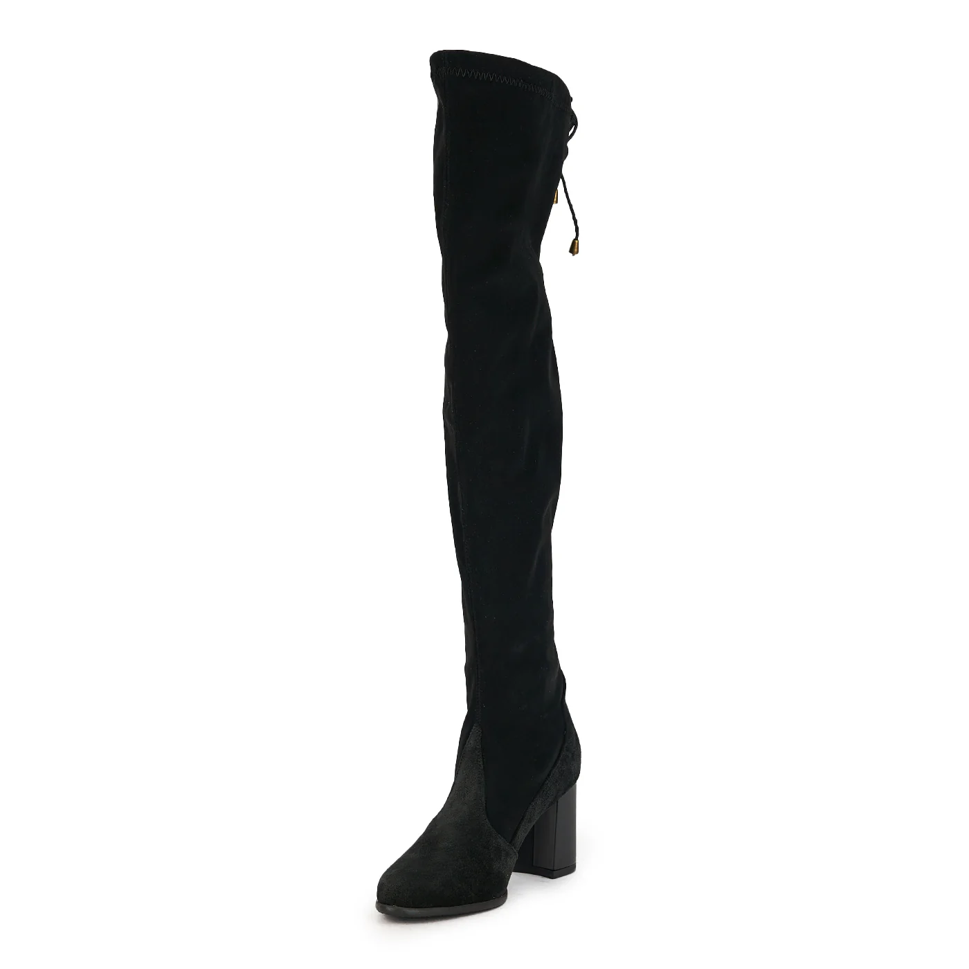 Cizme dama din piele naturala neagra cu material strech pe gamba 17367 - Image 3
