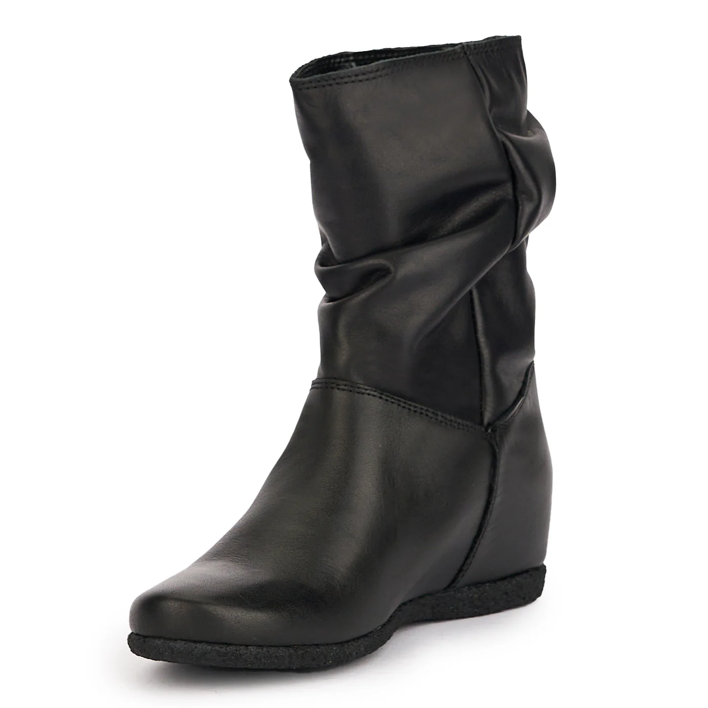 Cizme dama din piele naturala neagra cu platforma ascunsa 17021 - Image 3
