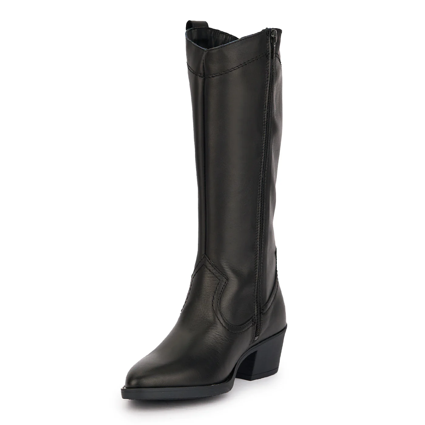 Cizme dama din piele naturala neagra cu toc 5 cm 17032 - Image 3
