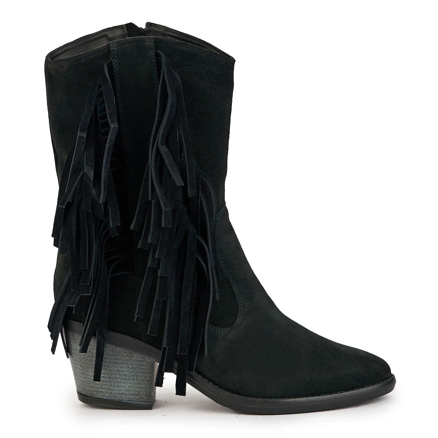Cizme dama din piele naturala neagra cu toc 7 cm 17341
