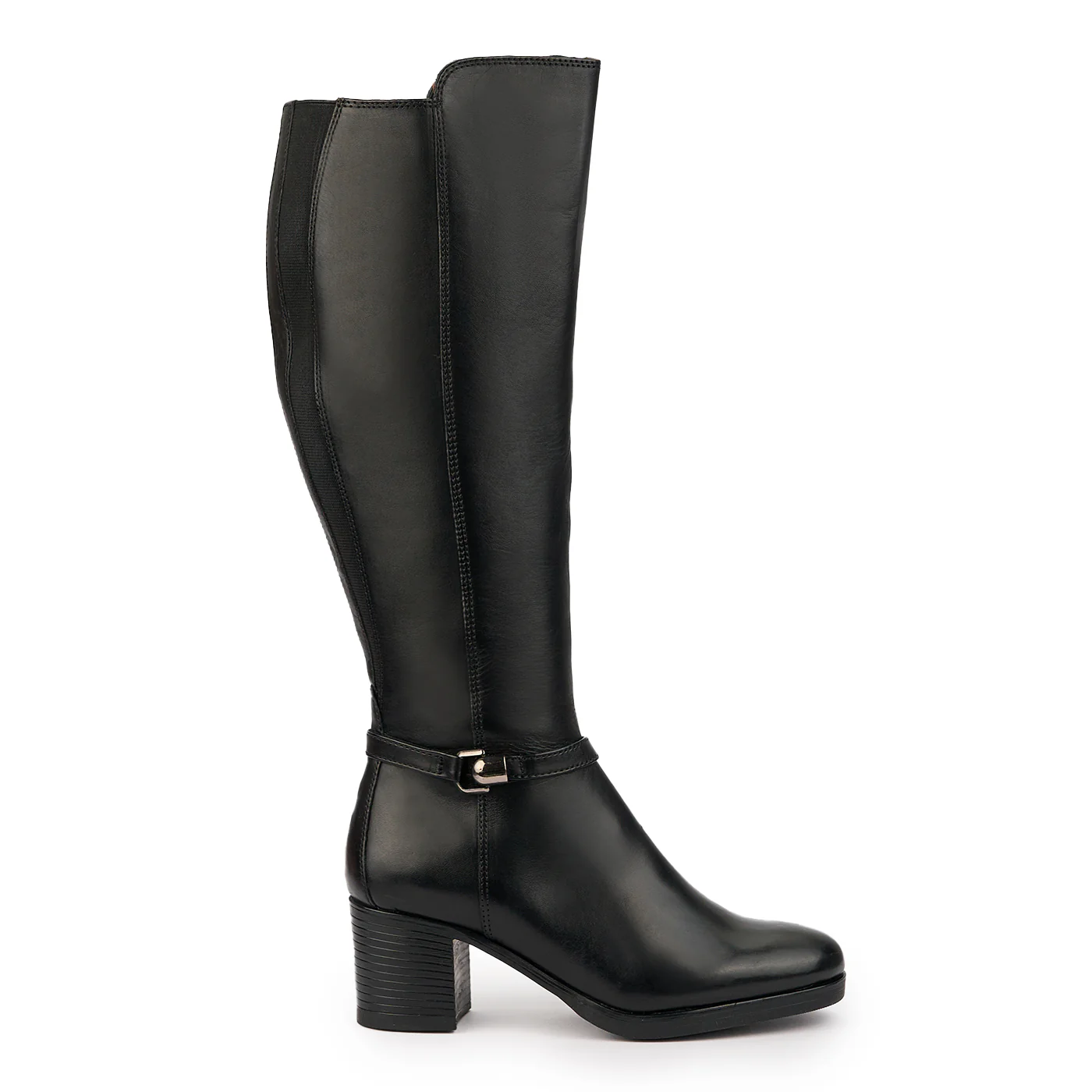 Cizme dama din piele naturala neagra cu toc gros 6 cm 14667
