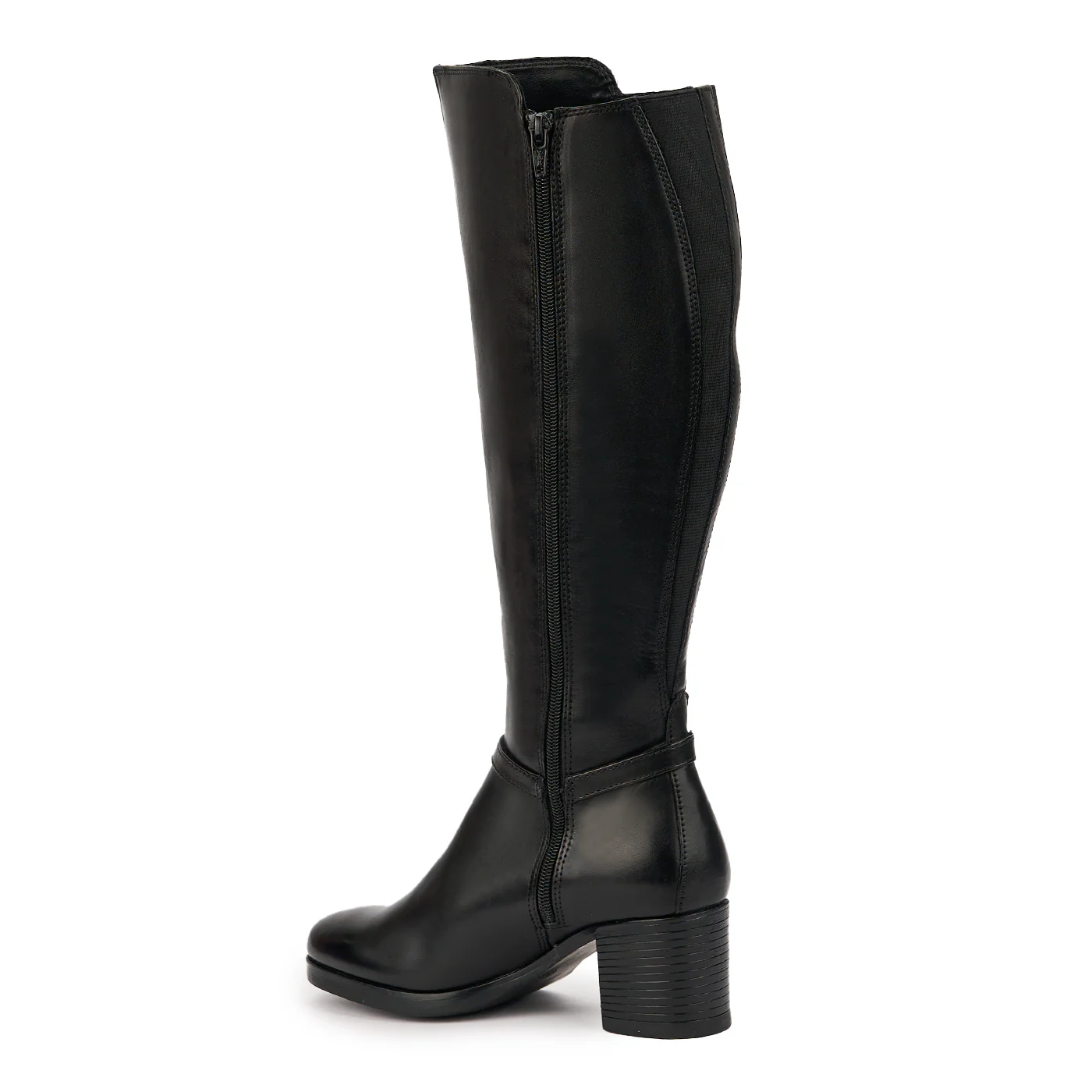 Cizme dama din piele naturala neagra cu toc gros 6 cm 14667 - Image 2