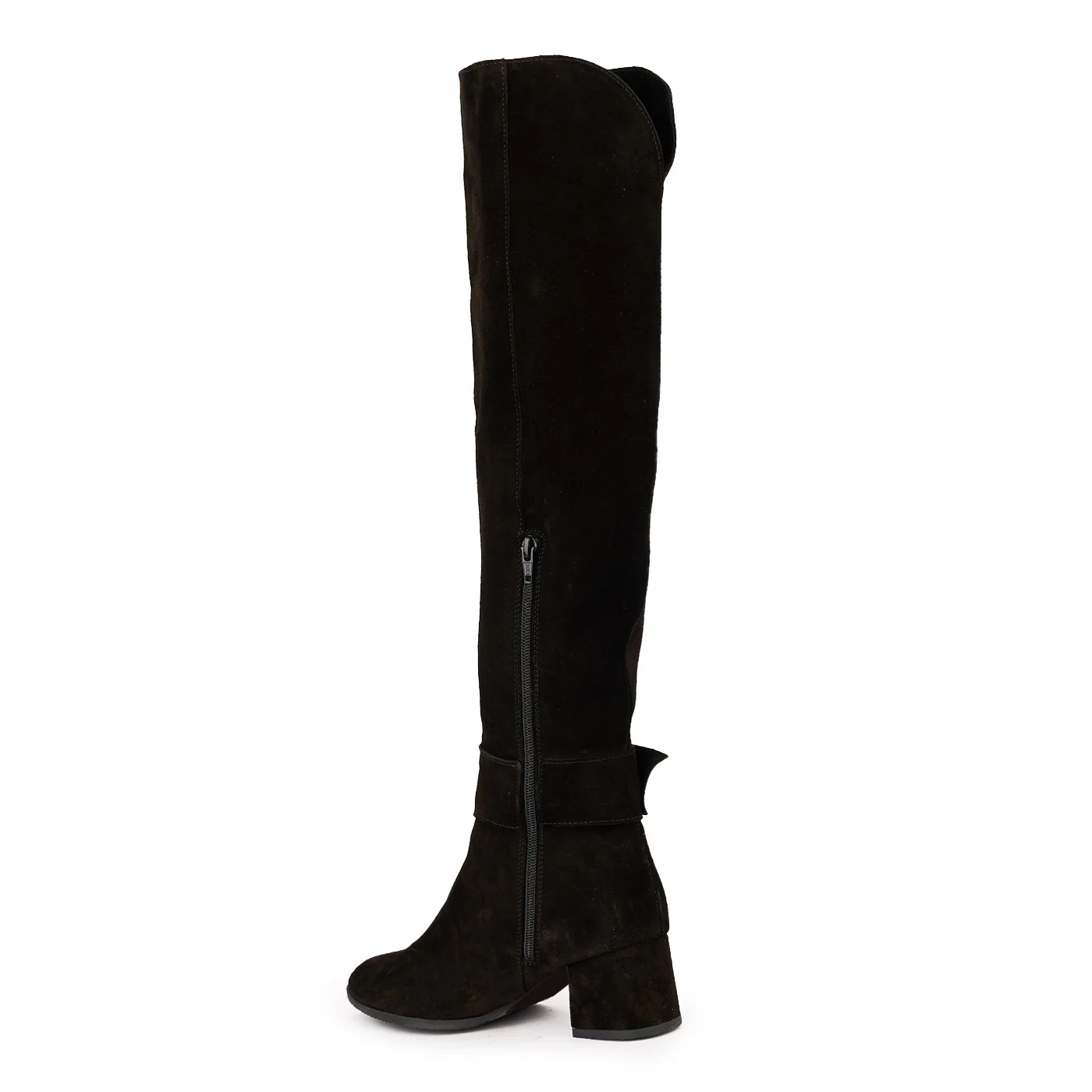 Cizme dama din piele naturala neagra cu toc gros 6 cm 17137 - Image 2