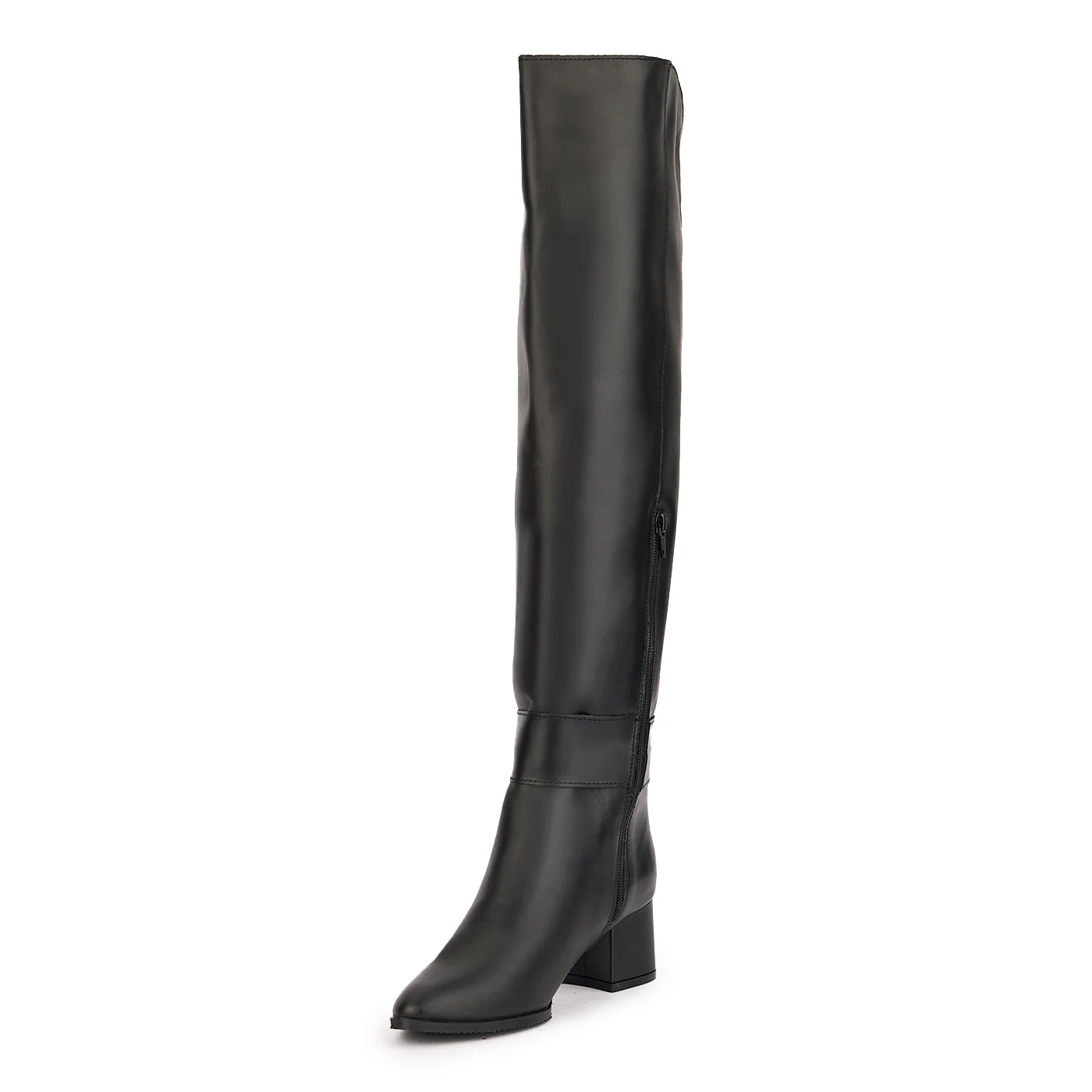 Cizme dama din piele naturala neagra cu toc gros 6 cm 17138 - Image 3