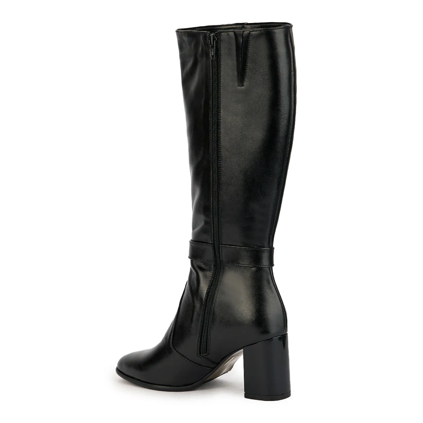 Cizme dama din piele naturala neagra cu toc gros 7.5 cm 17369 - Image 2