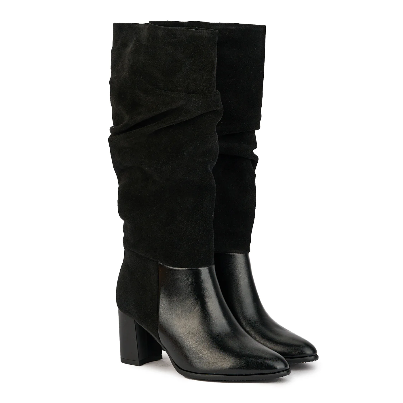 Cizme dama din piele naturala neagra cu toc gros 7.5 cm 17371 - Image 4