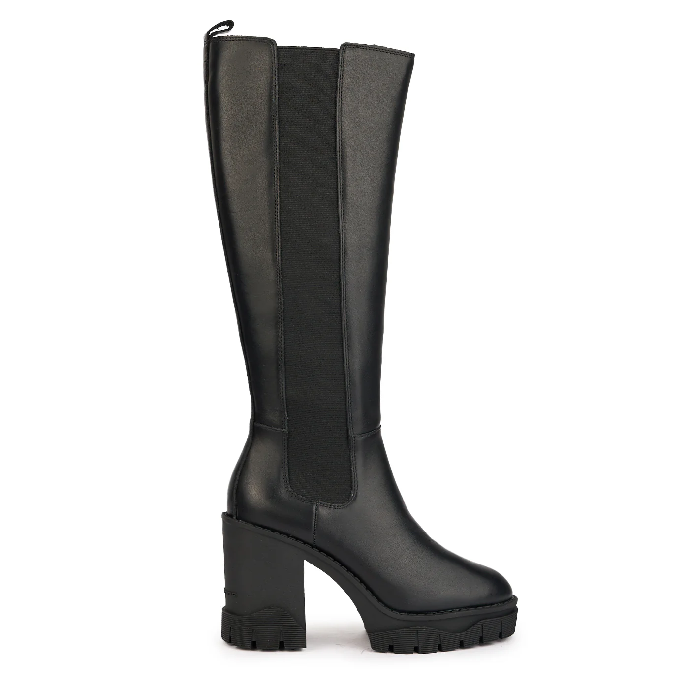 Cizme dama din piele naturala neagra cu toc gros 9 cm 17053