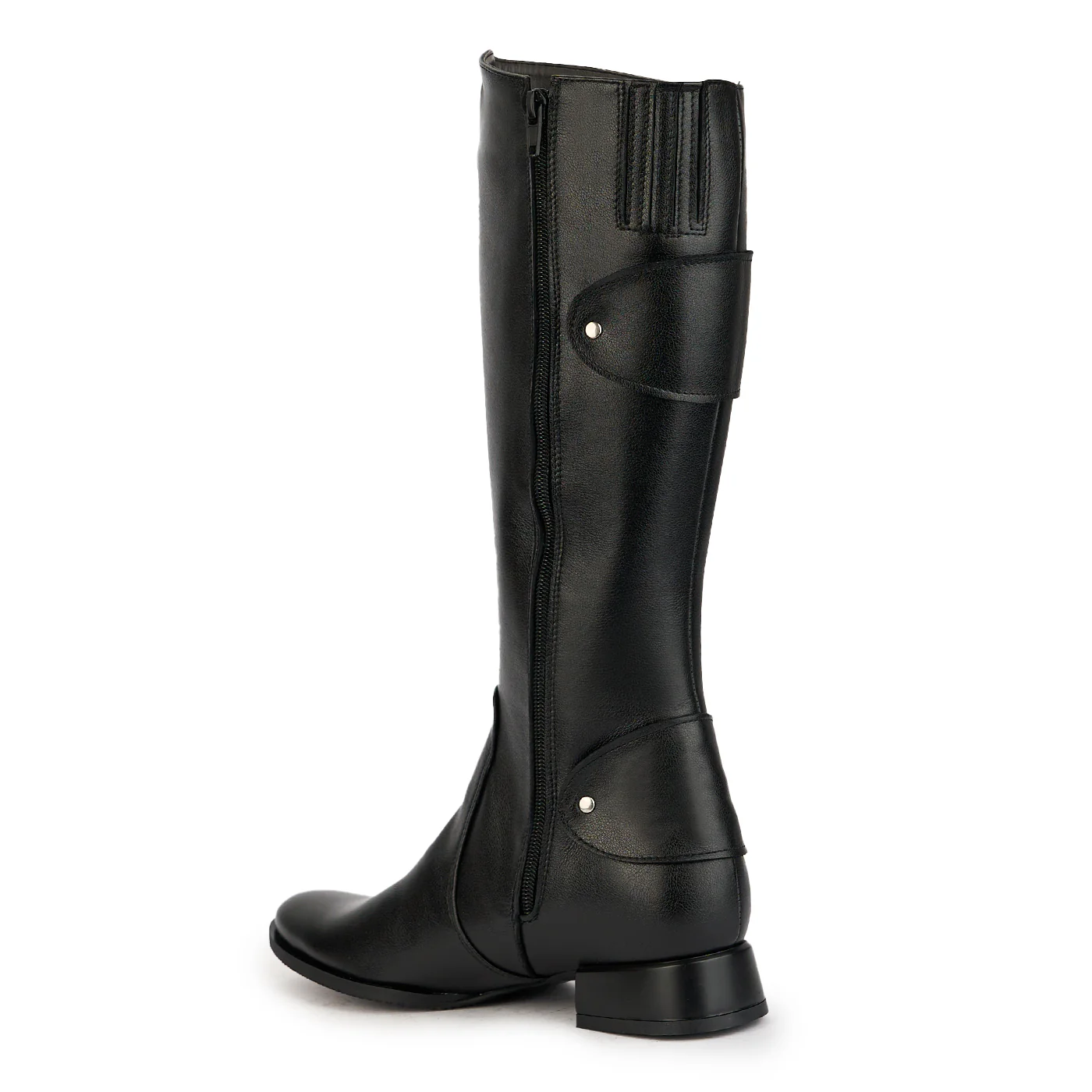 Cizme dama din piele naturala neagra cu toc mic 3 cm 17368 - Image 2