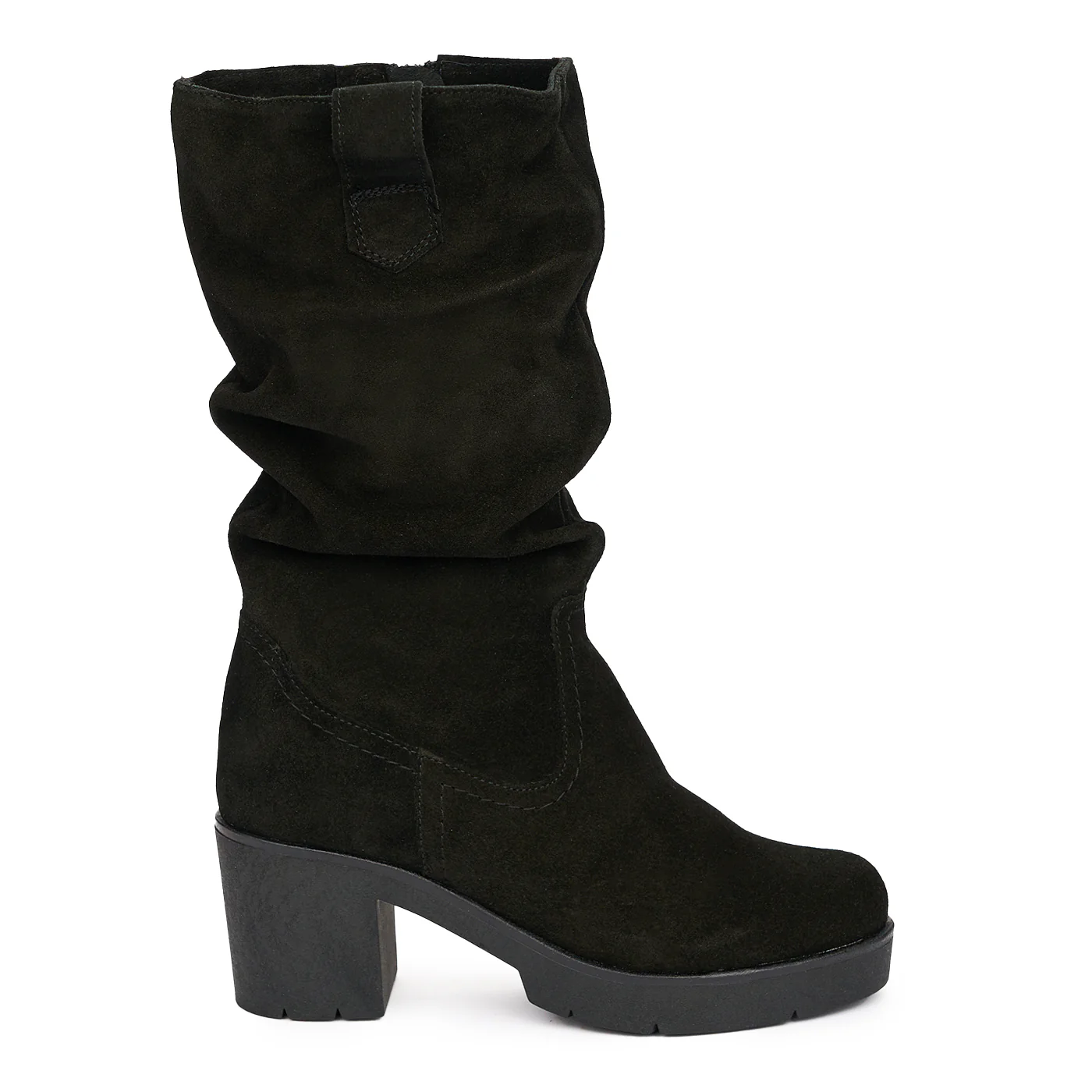 Cizme Dama Elegante cu Toc Mic din Piele Naturala Neagra 12006