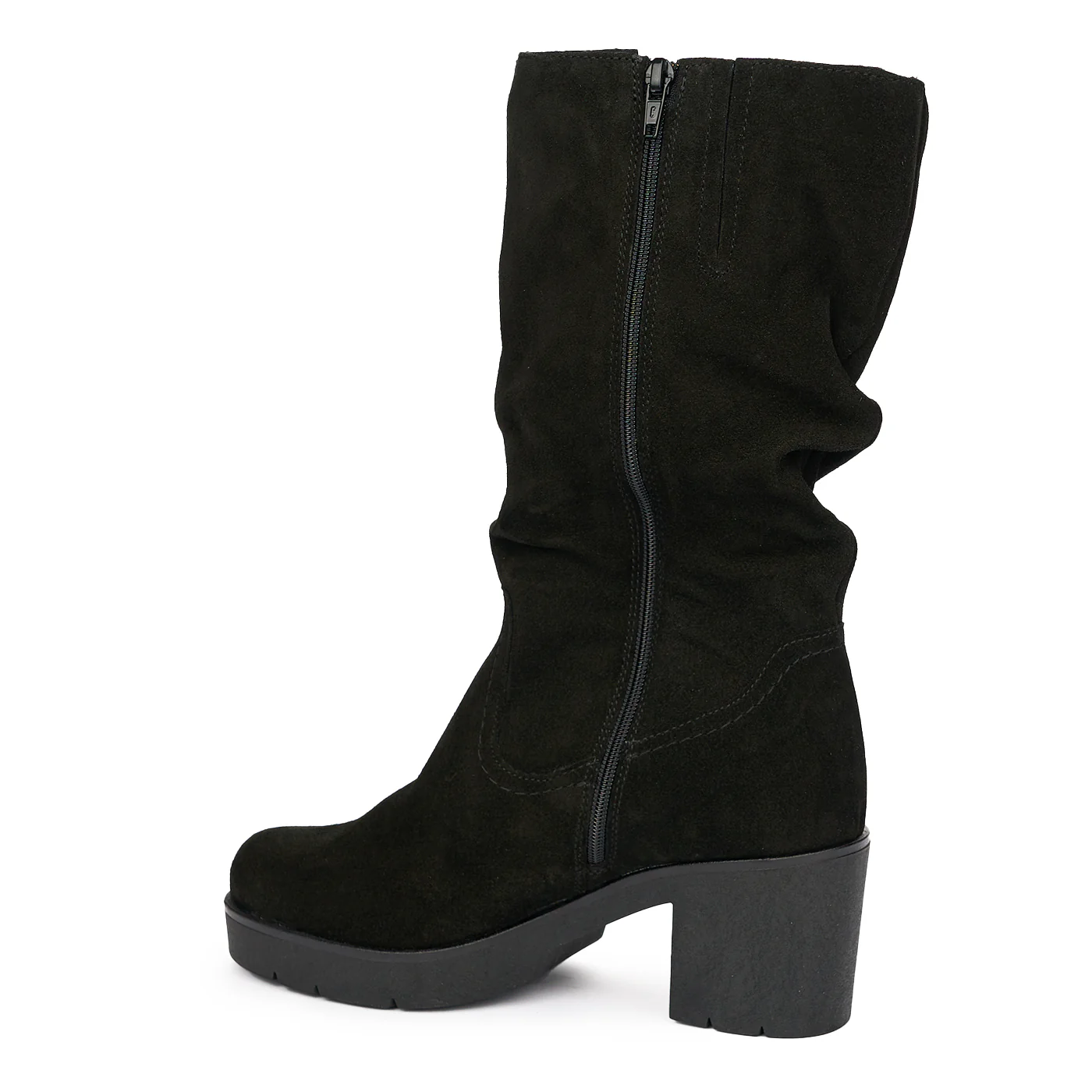Cizme Dama Elegante cu Toc Mic din Piele Naturala Neagra 12006 - Image 2