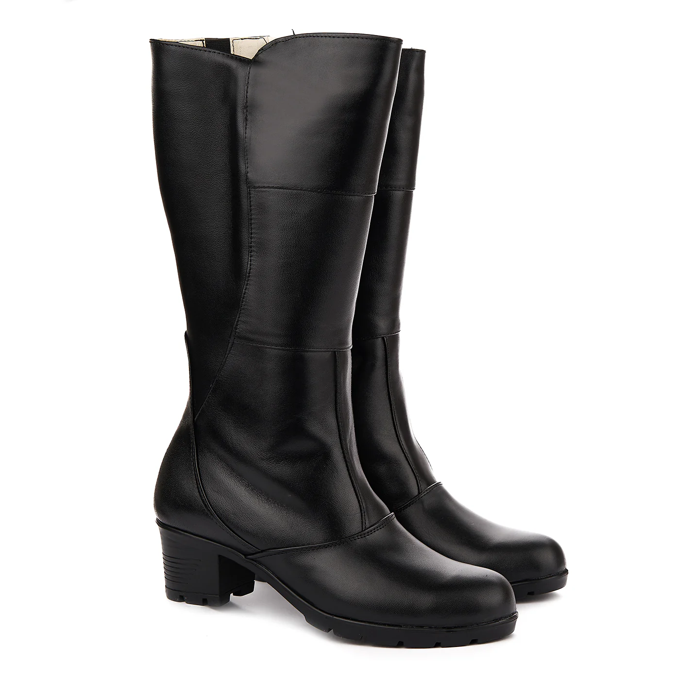 Cizme Dama Lungi Piele Naturala Toc 8 Cm Culoare Negru 3166