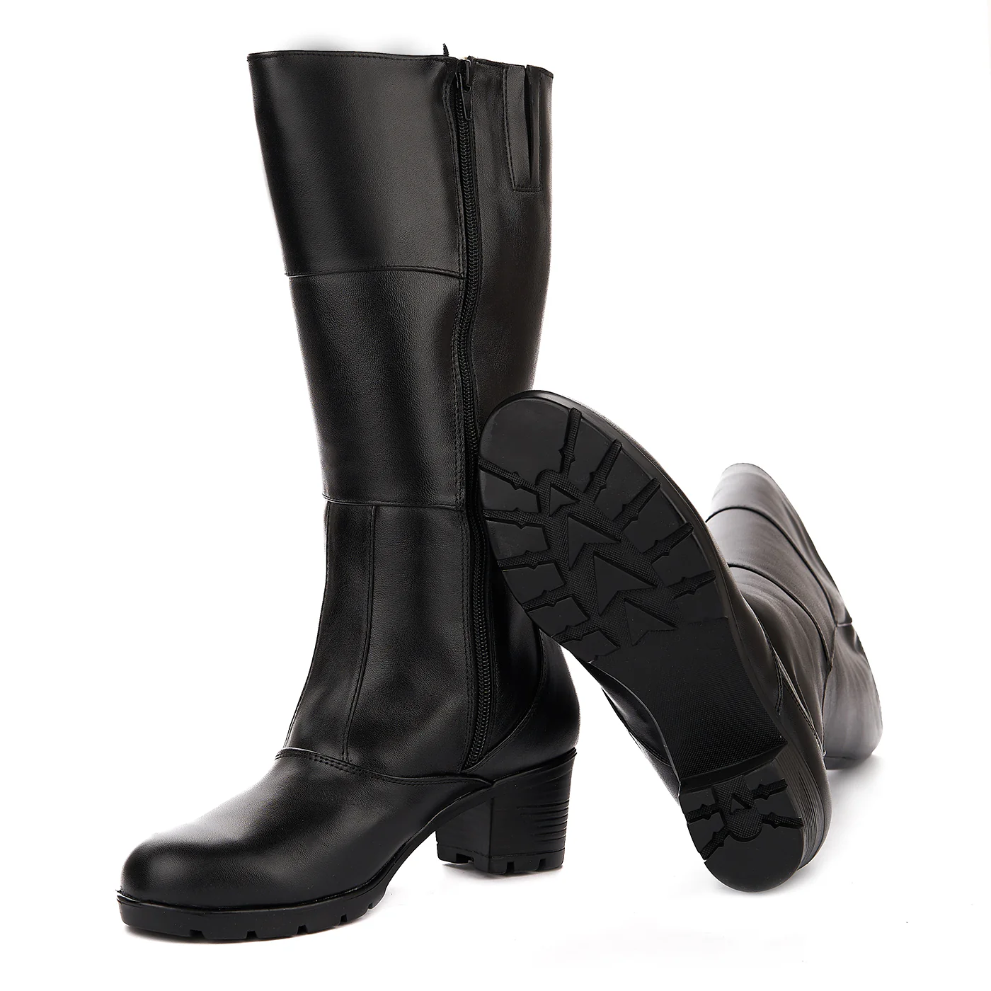 Cizme Dama Lungi Piele Naturala Toc 8 Cm Culoare Negru 3166 - Image 2