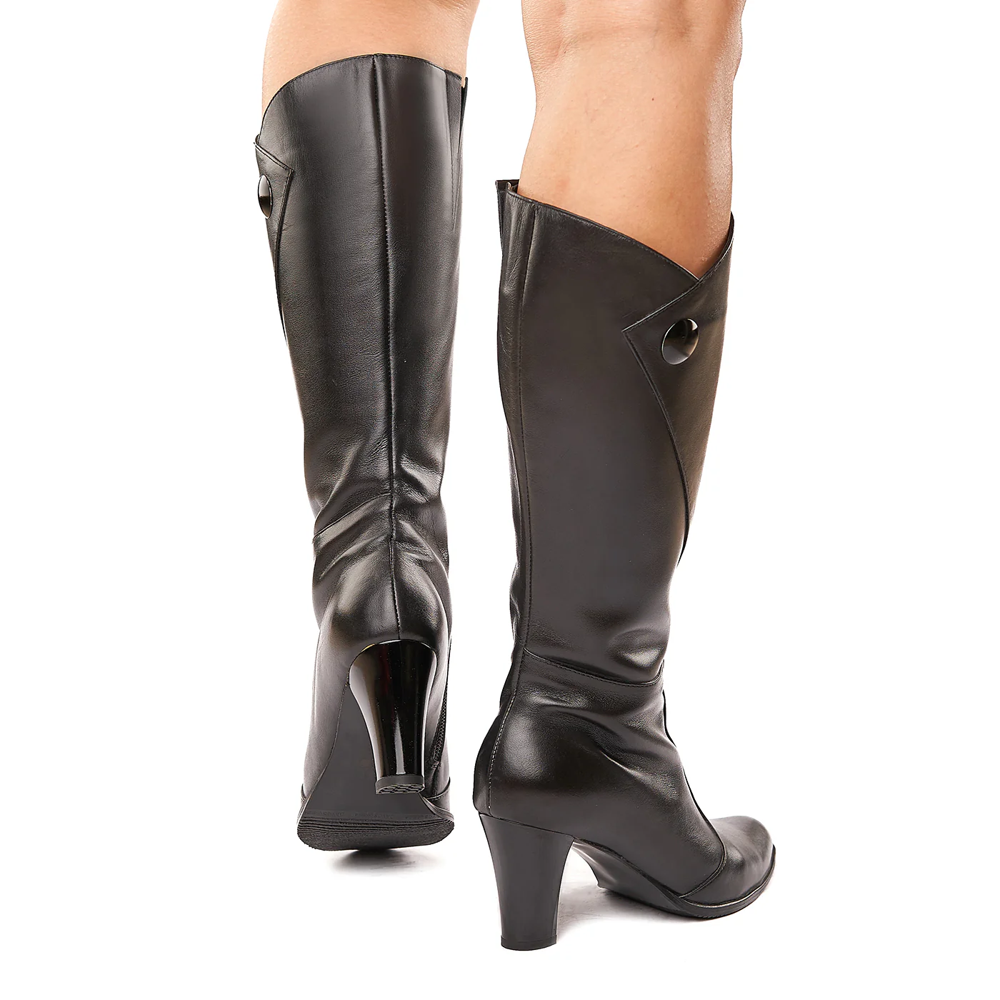 Cizme Lungi cu Toc Dama din Piele Naturala Neagra 6156 - Image 4