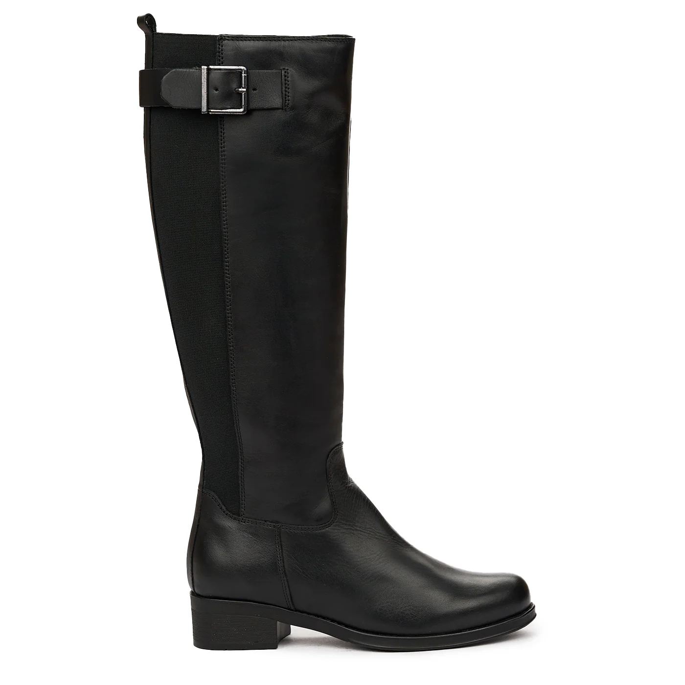 Cizme Lungi cu Toc Mic 3.5 Cm din Piele Naturala Culoare Negru 6685