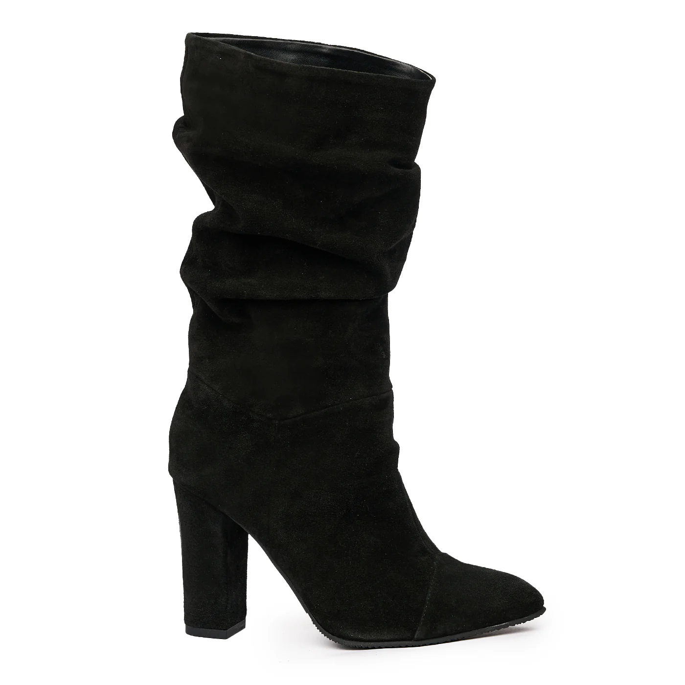 Cizme Lungi cu Toc Negre din Piele Naturala 8285
