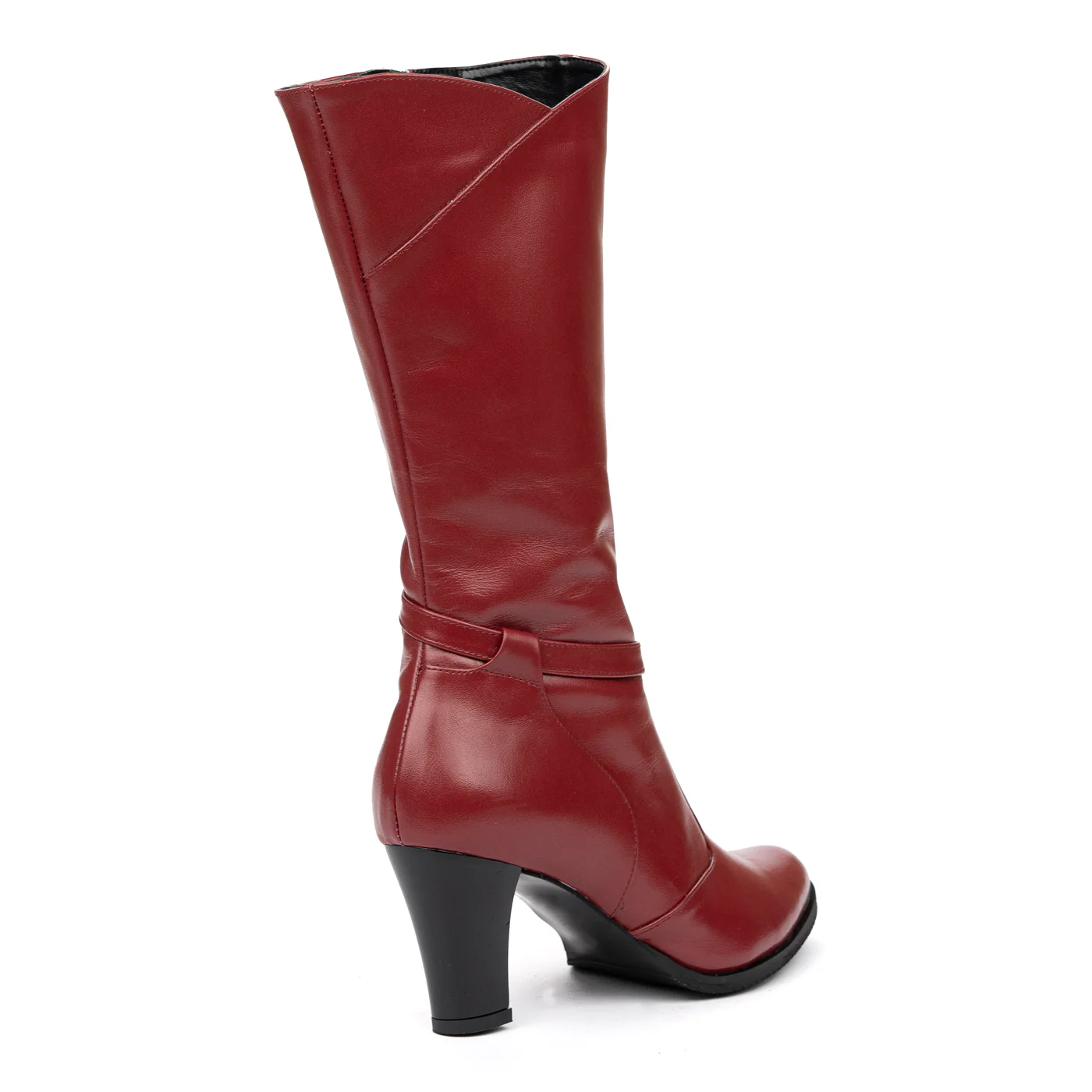 Cizme Lungi cu Toc si Platforma din Piele Naturala Visinie 8455 - Image 2