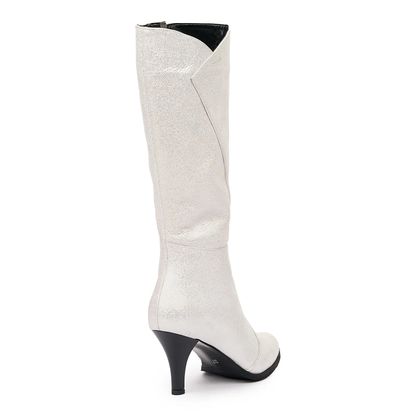 Cizme Lungi Dama cu Toc 8 Cm din Piele Naturala Culoare Alb 6529 - Image 2