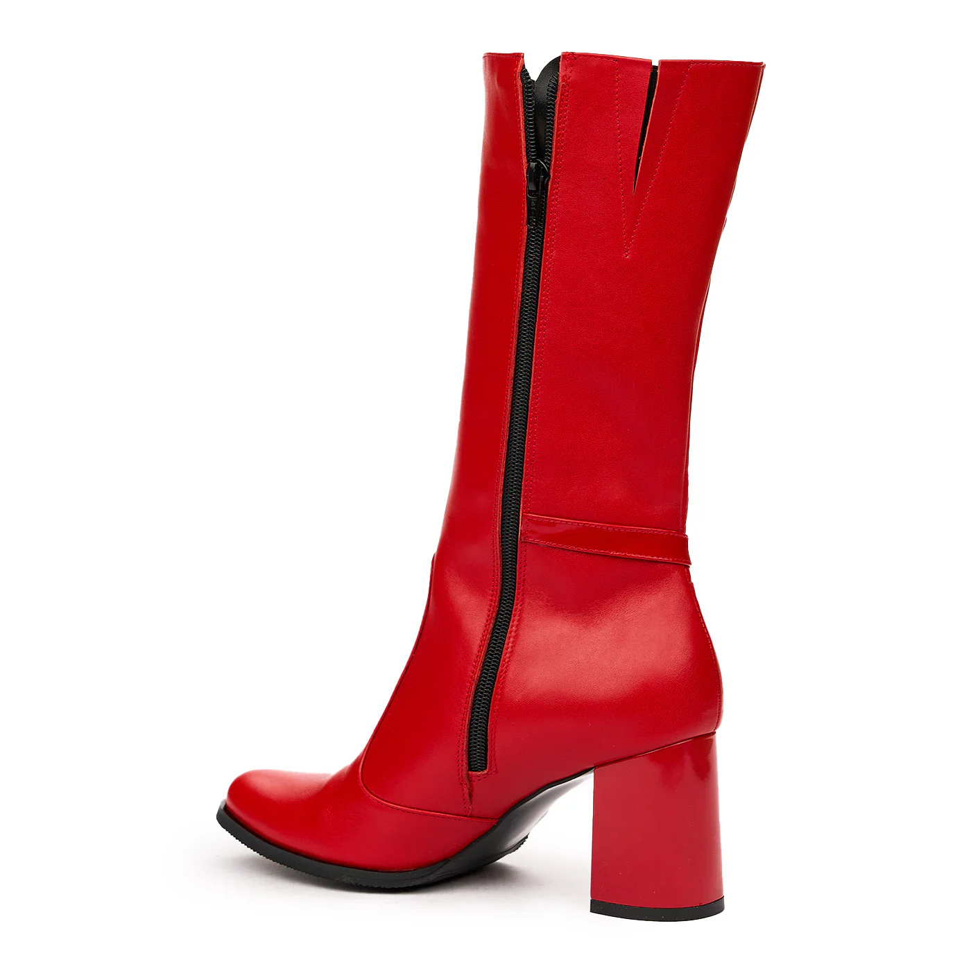 Cizme Lungi Piele Dama cu Toc 8 Cm Rosii 6633 - Image 3