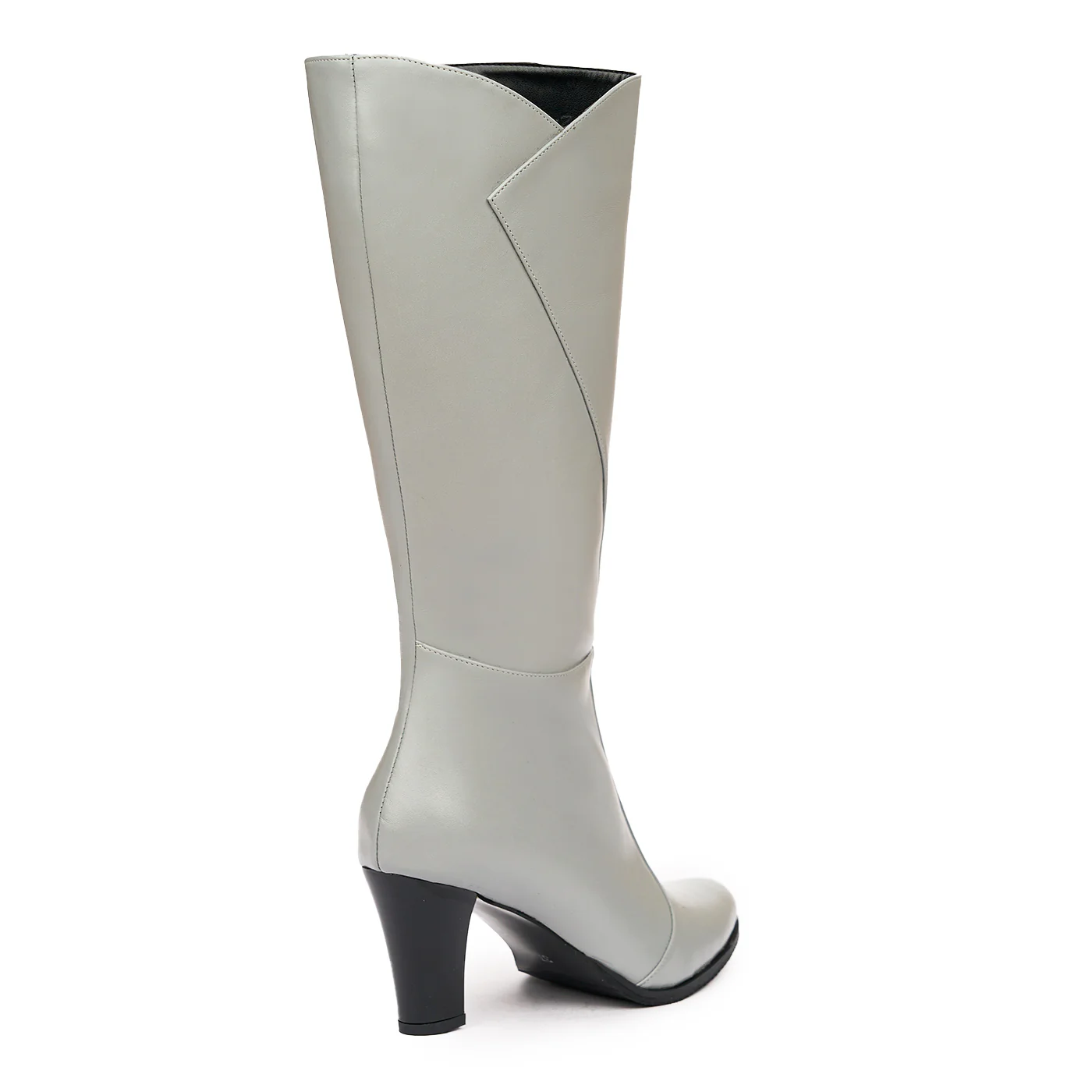 Cizme Lungi Toc Gros 8 Cm din Piele Naturala Gri 6807 - Image 2