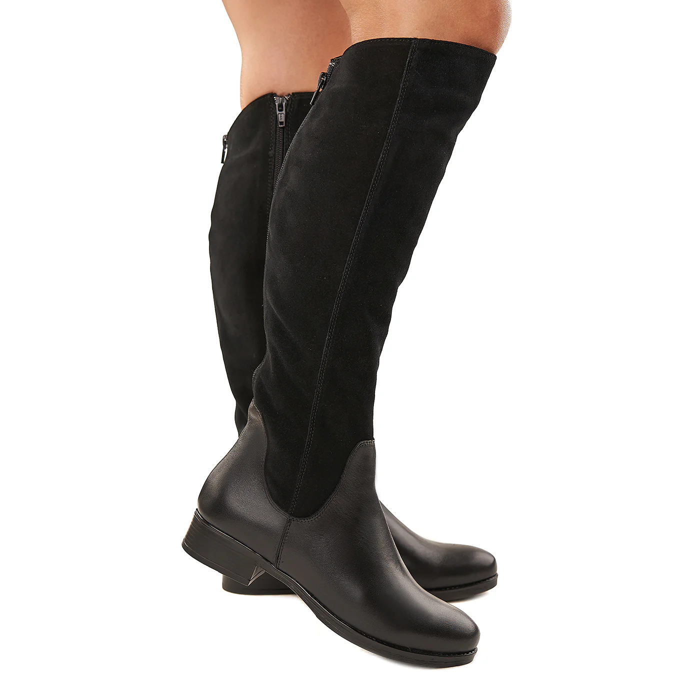 Cizme Piele Lungi cu Toc 3.5 Cm Piele Naturala Negru 3367