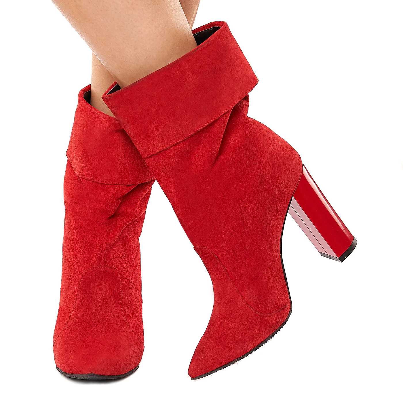 Cizme Rosii Piele Naturala Dama cu Toc 10 Cm 6147 - Image 3