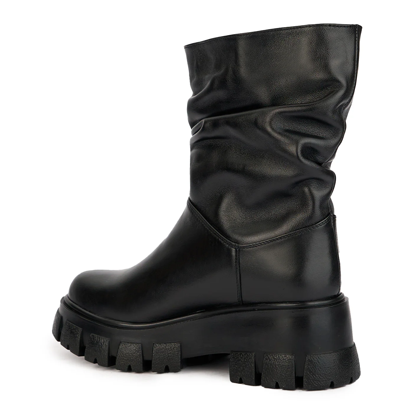 Cizme scurte dama din piele naturala neagra cu talpa inalta 17269 - Image 2