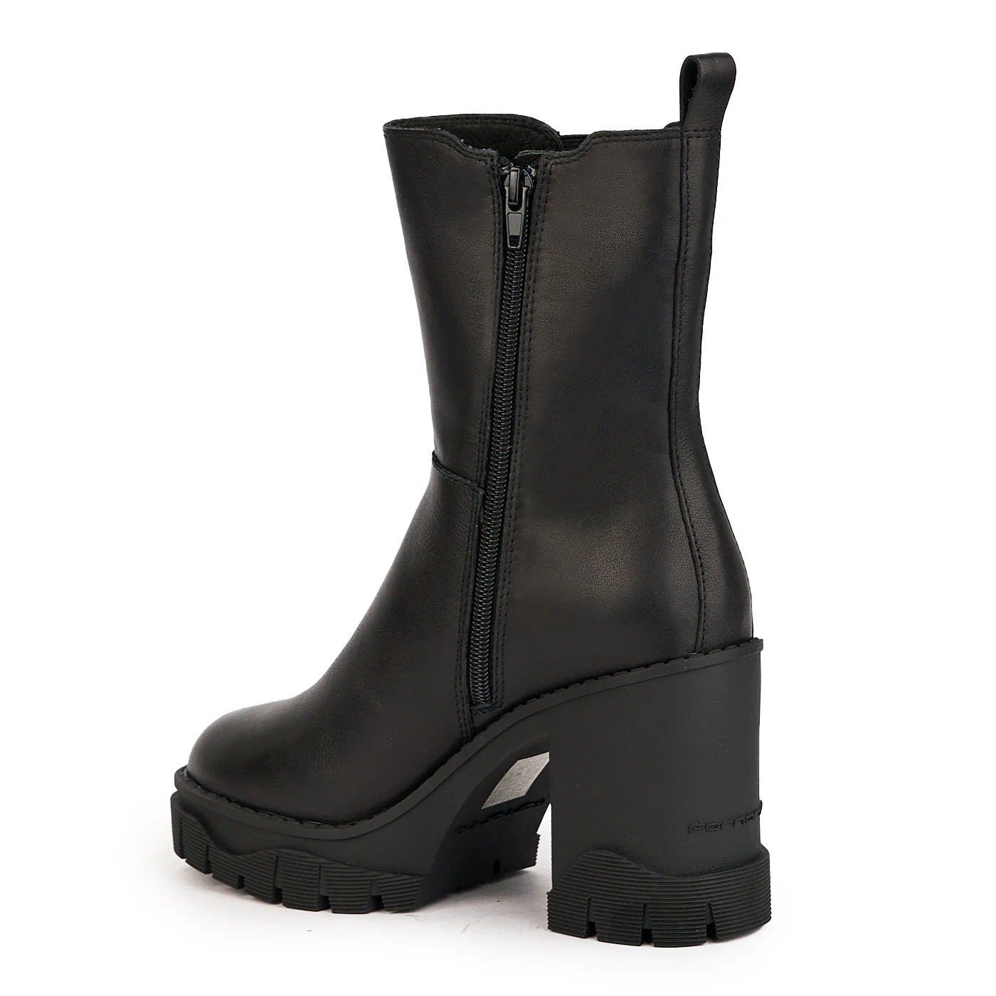 Cizme scurte dama din piele naturala neagra cu toc gros 9.5 cm 17057 - Image 2
