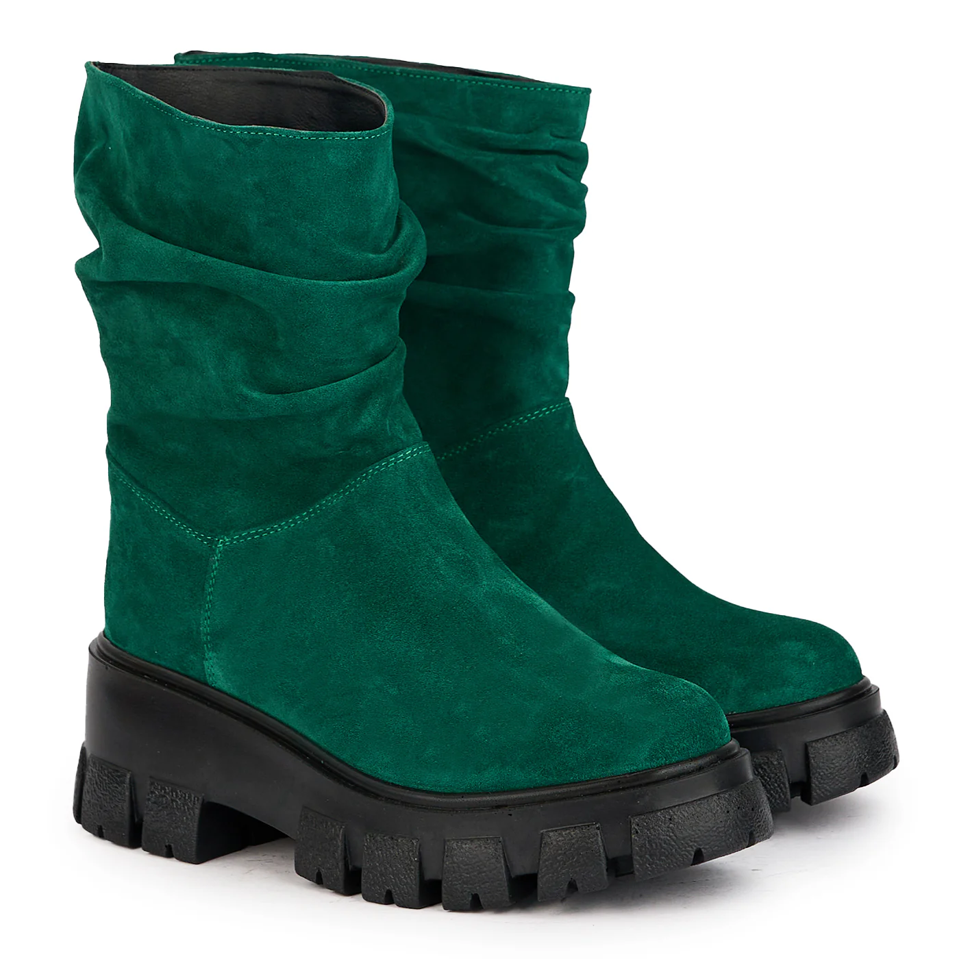 Cizme scurte dama din piele naturala verde cu talpa inalta 17189 - Image 4