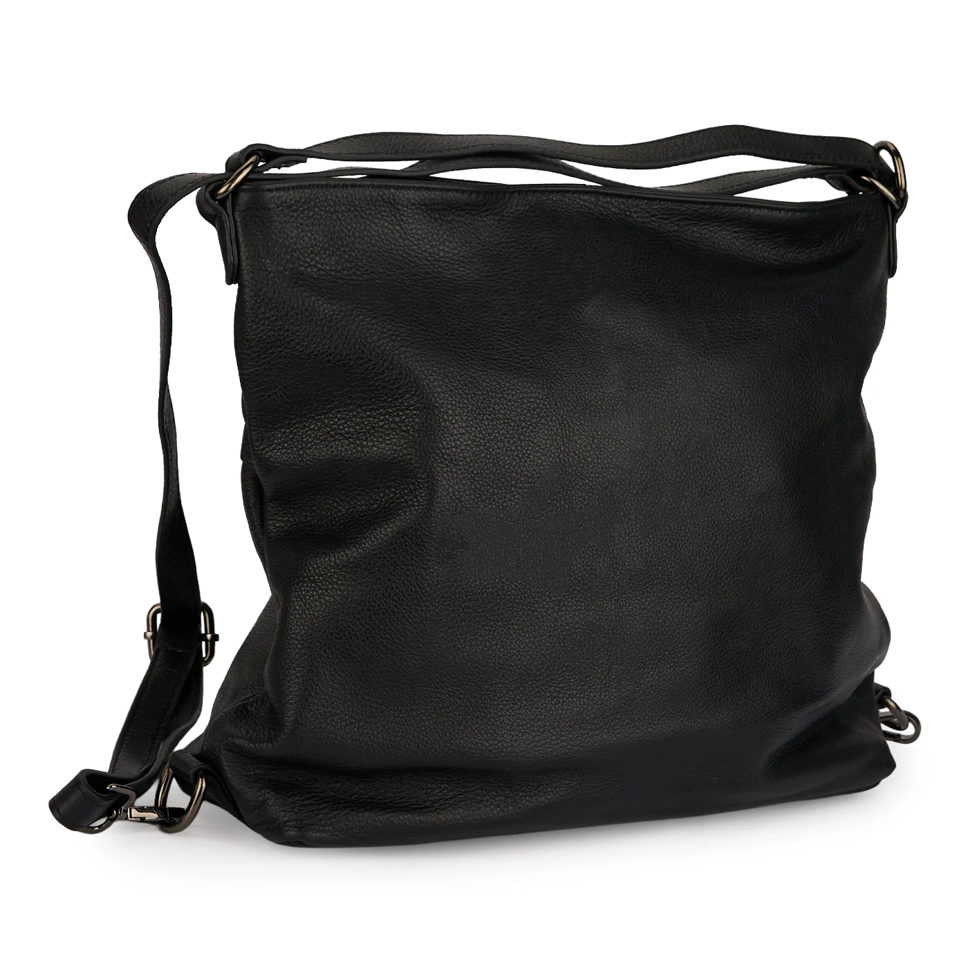 Geanta 2 în 1 dama din piele naturala neagra 21566 - Image 2