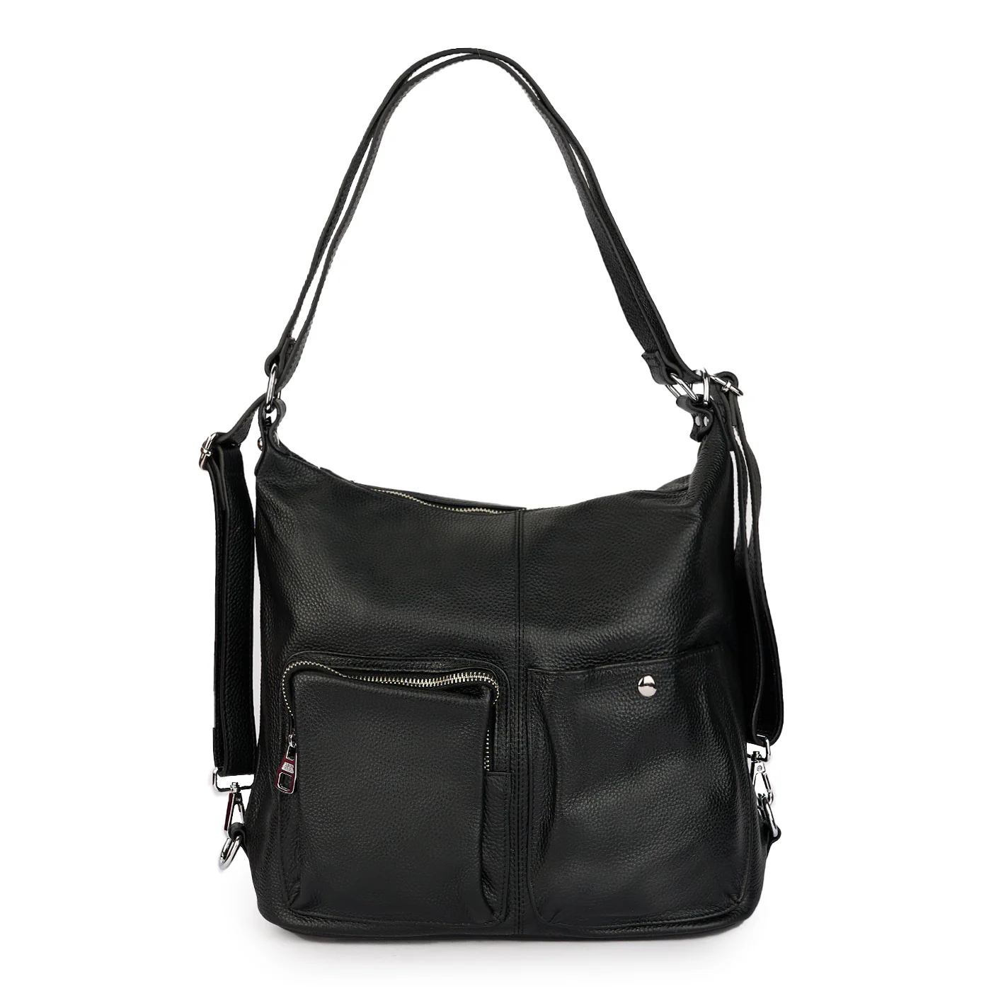 Geanta dama 2in1 din piele naturala neagra 21199