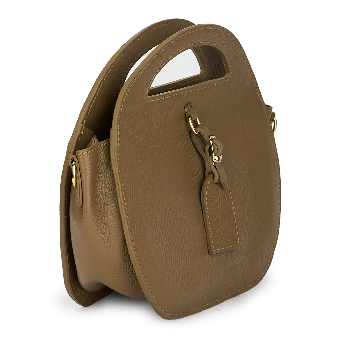 Geanta dama din piele naturala bej taupe 21095 - Image 2